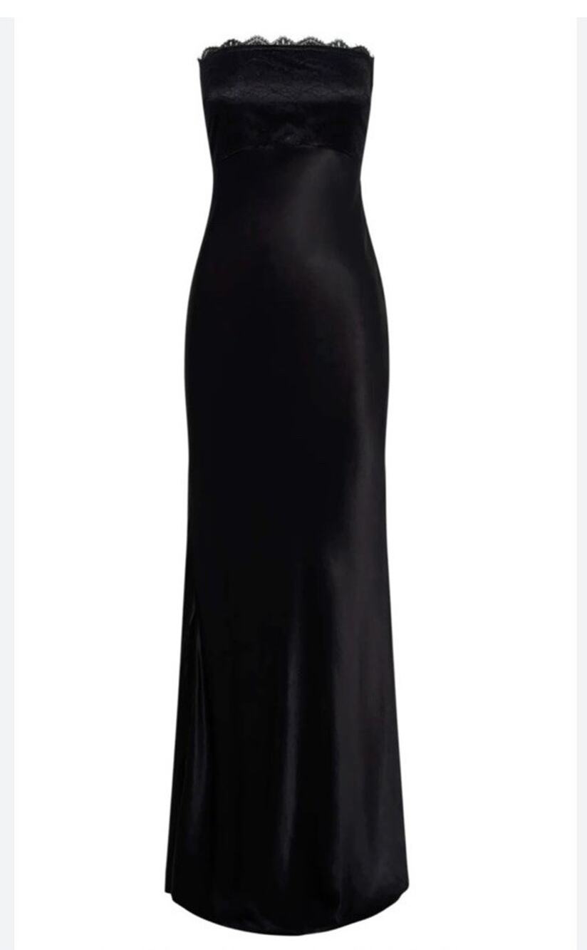 Meshki Black Strapless Lace-Trim Maxi Dress